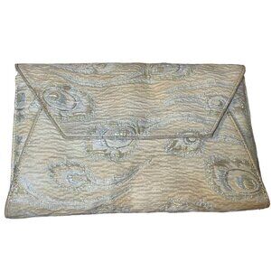 Trina Turk Purse Women 11" Metallic Floral Envelope Luxury Glam Preppy Bridal